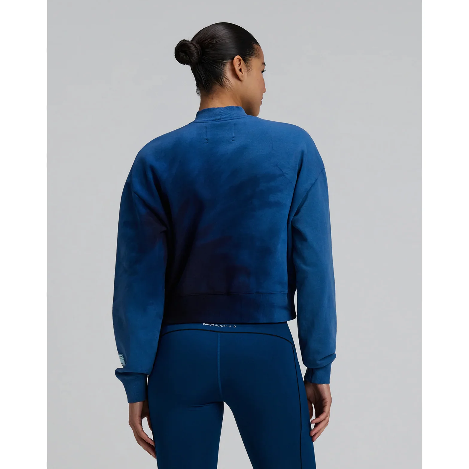 Women's Cropmock Pullover Aegean Blue Wave Print - Image 3