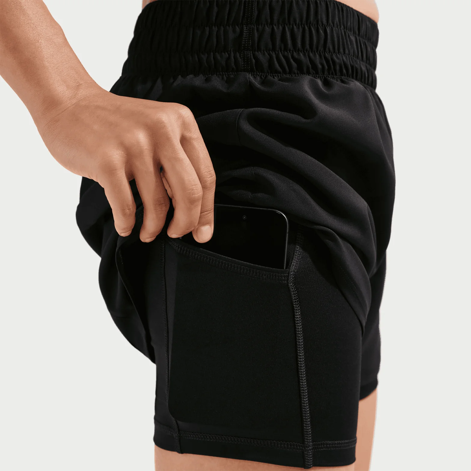 Women's Dri-FIT High-Waisted 3 Inch 2 in 1 Shorts Black / White - Image 3