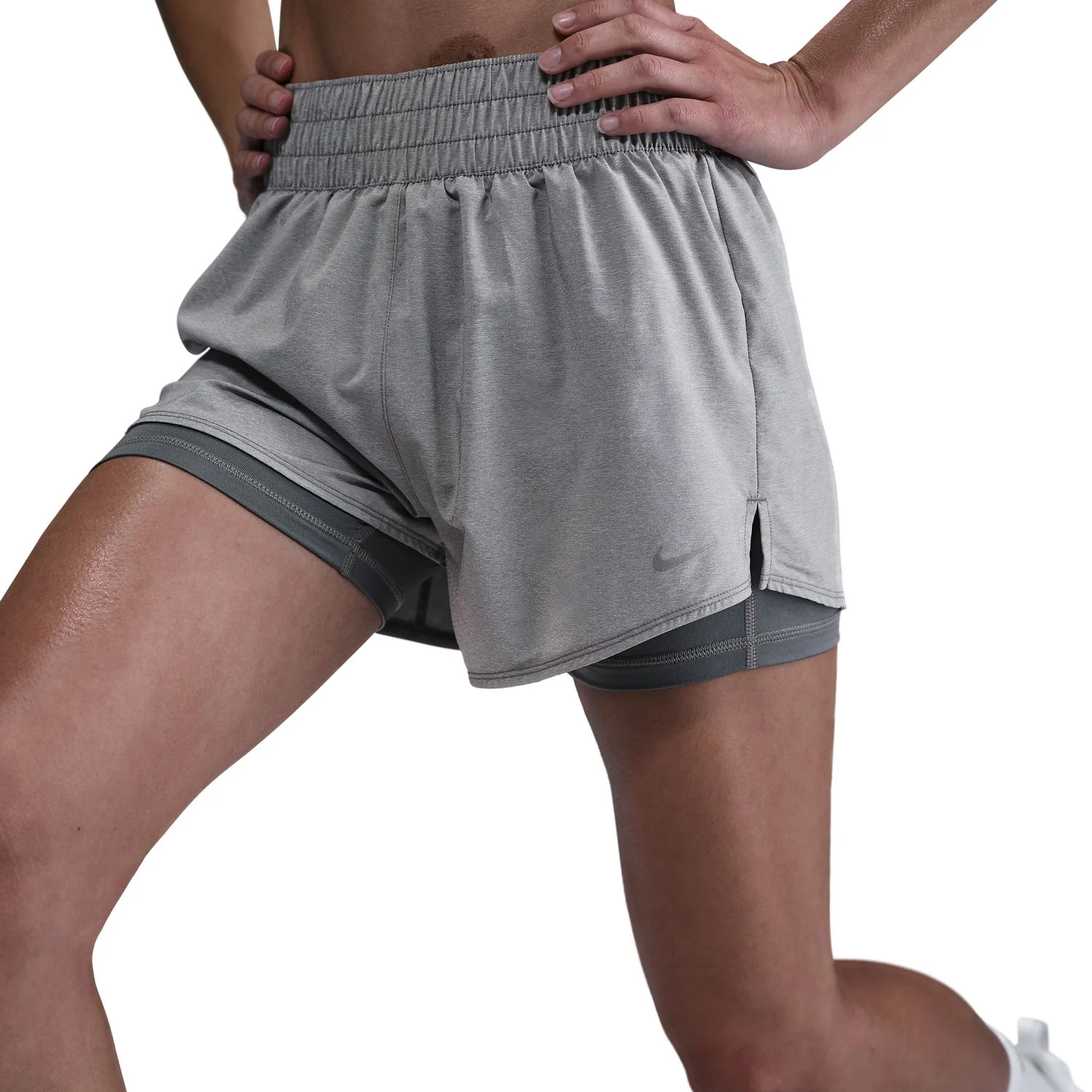 Women's Dri-FIT High-Waisted 3 Inch 2 in 1 Shorts Smoke Grey / Heather / Reflective Silver - Image 4