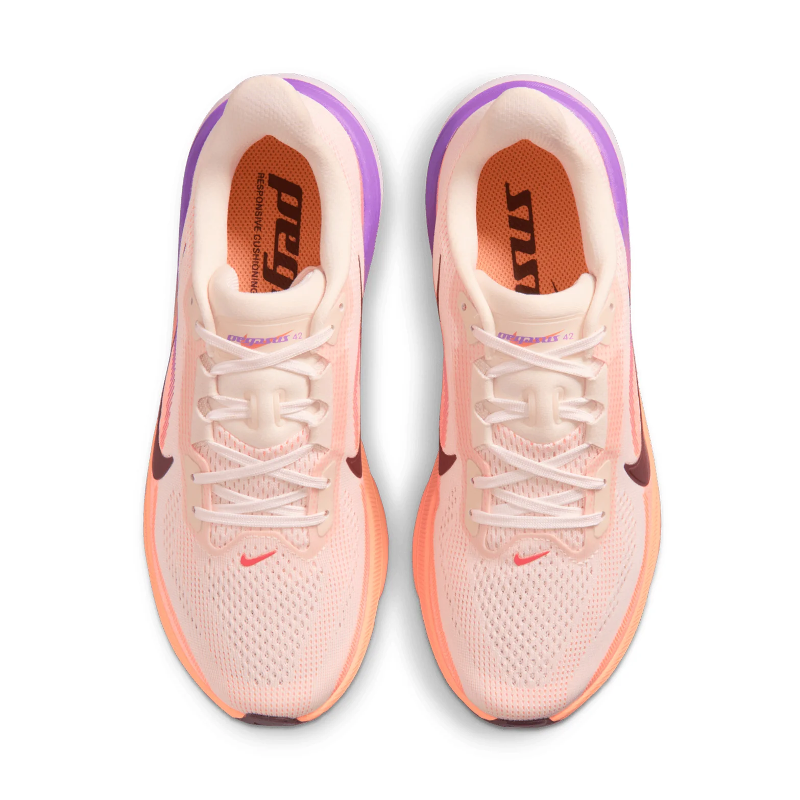 Women's Pegasus 42 Running Shoes Chalk / Orange Pulse / Bright Violet / Tattoo - Image 3