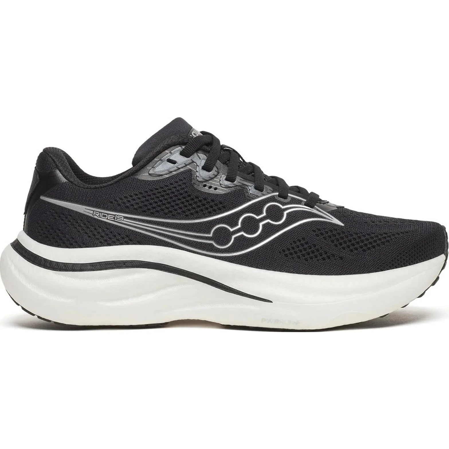 Women's Ride 19 Wide Fit Running Shoes Black / Silver