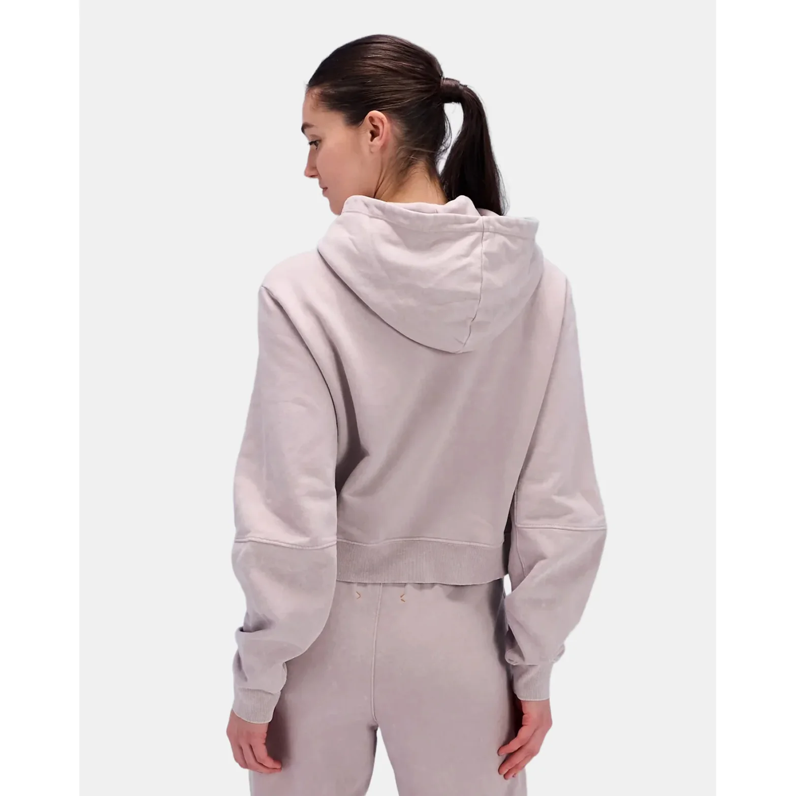 Women's Stitched Logo Cropped Hoodie Ash - Image 3