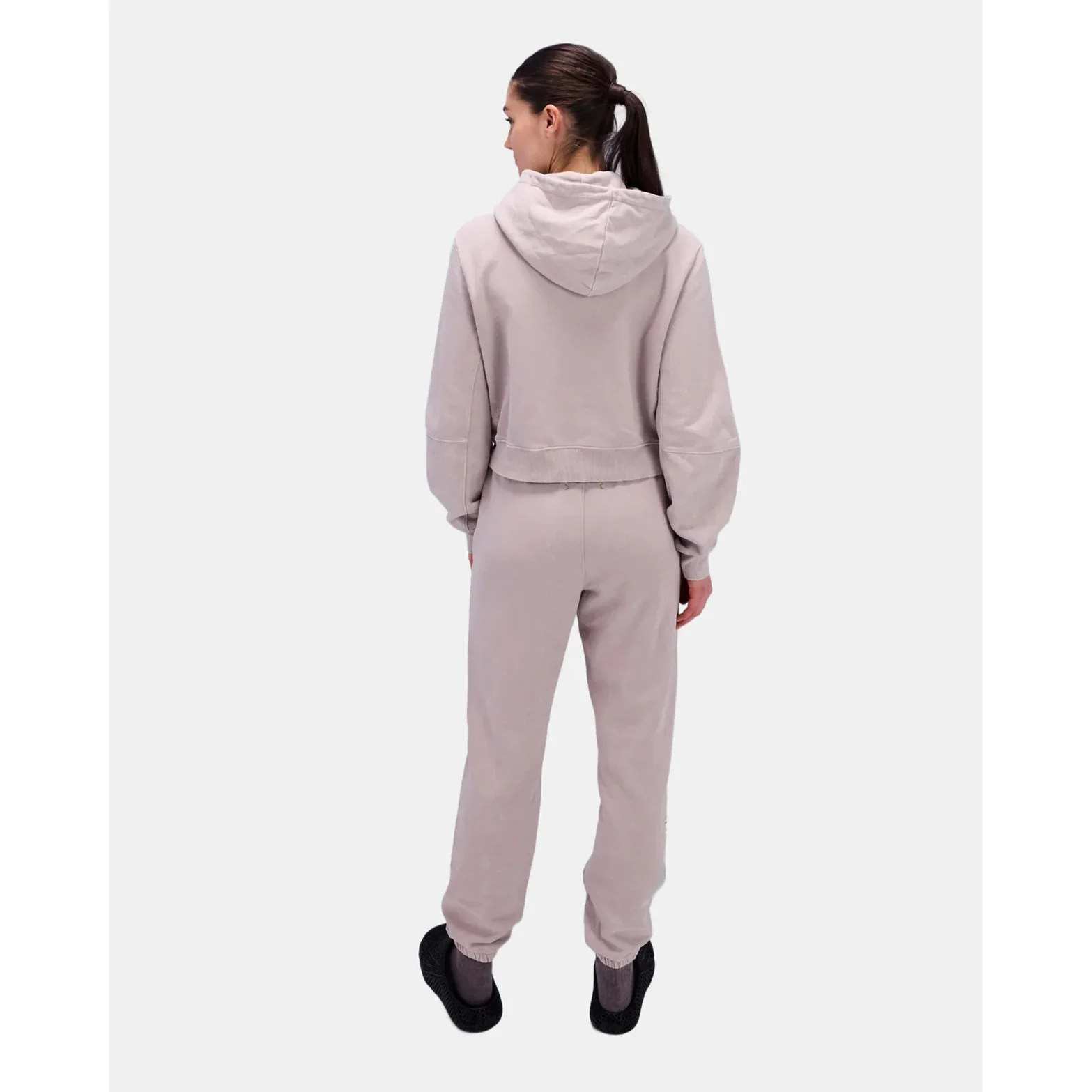 Women's Stitched Logo Cropped Hoodie Ash - Image 6