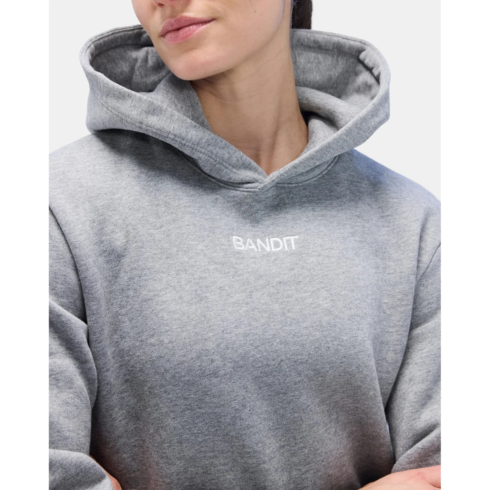 Women's Stitched Logo Cropped Hoodie Heather Grey - Image 3