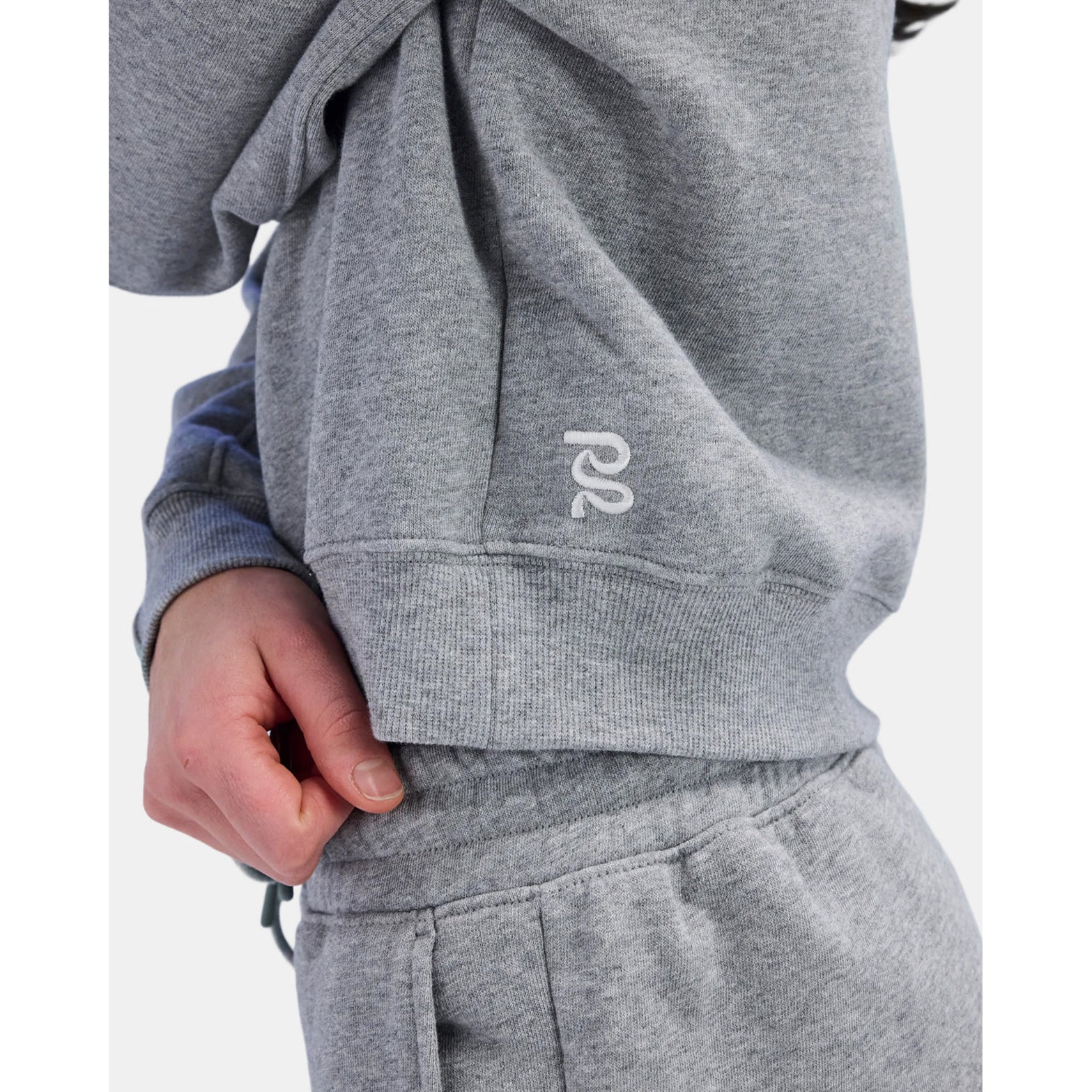 Women's Stitched Logo Cropped Hoodie Heather Grey - Image 4