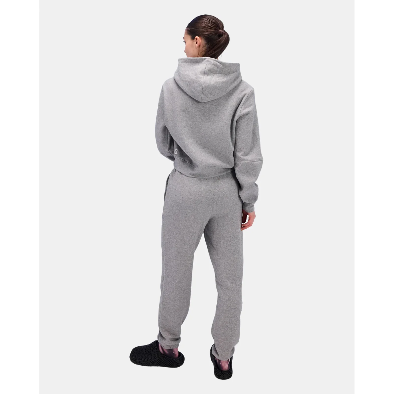 Women's Stitched Logo Cropped Hoodie Heather Grey - Image 5