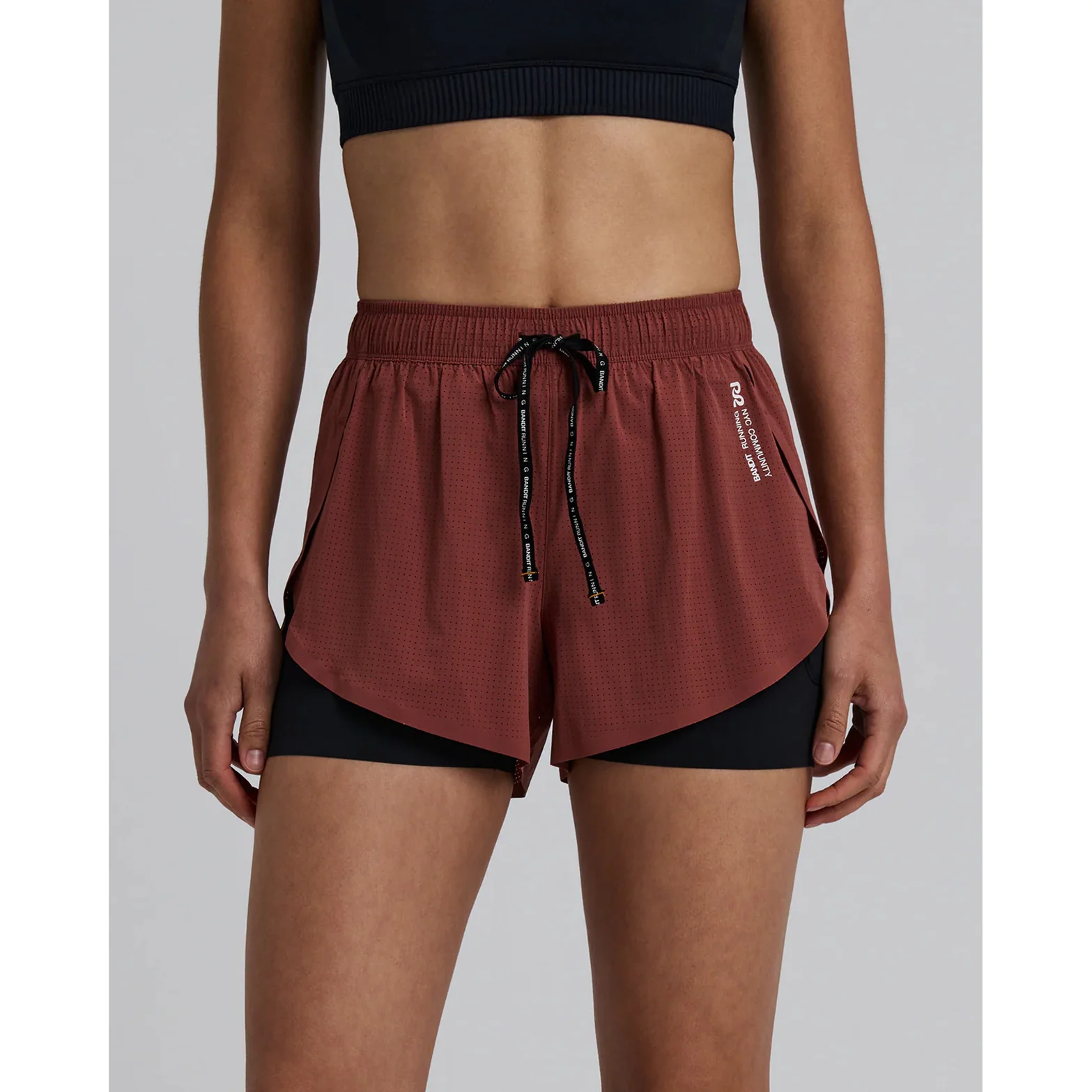 Women's Vento 2-in-1 Run Short Mahogany / Black - Image 2